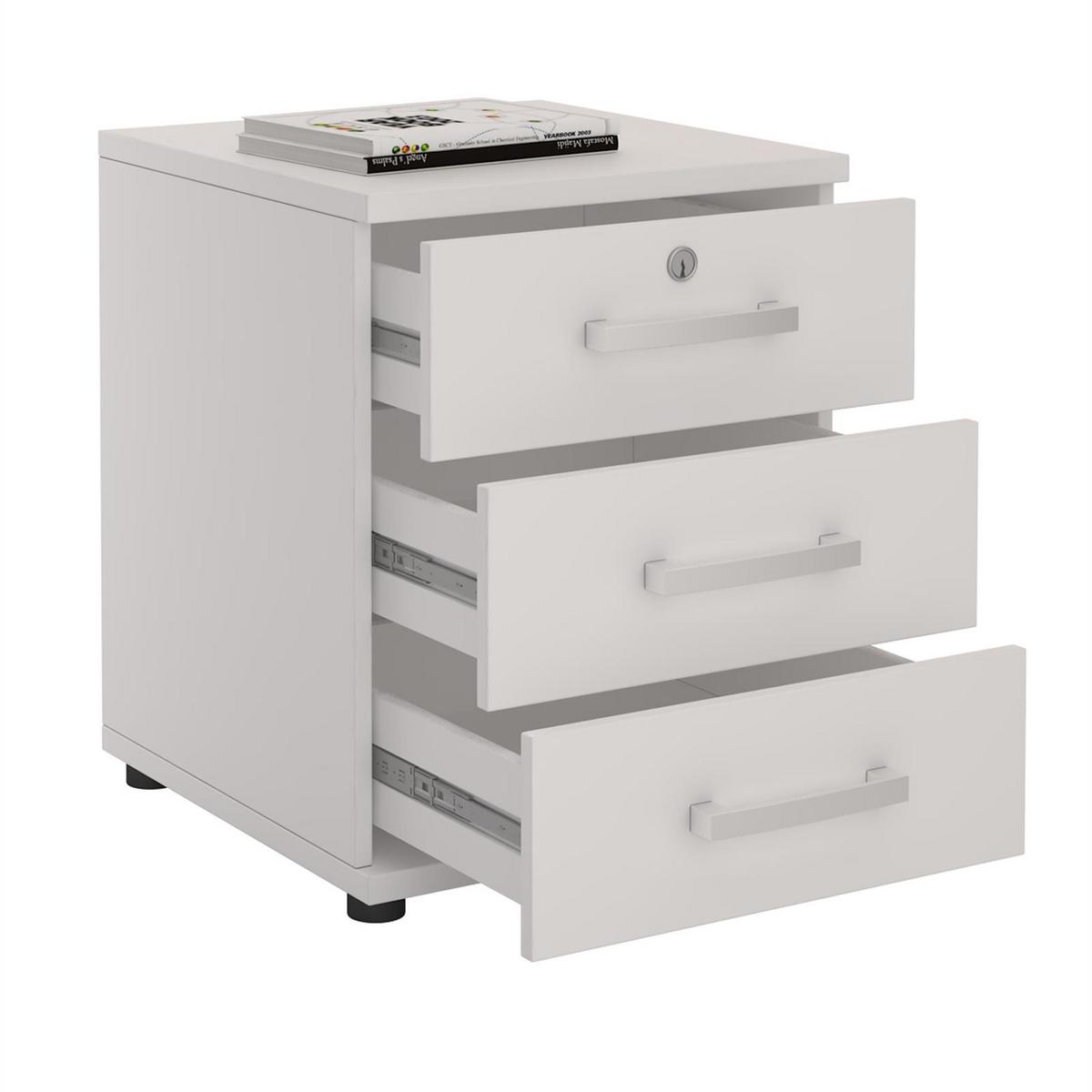 BÜROCONTAINER TORONTO weiß - Weiß, Holzwerkstoff (44/55/45cm) - CARO-Möbel
