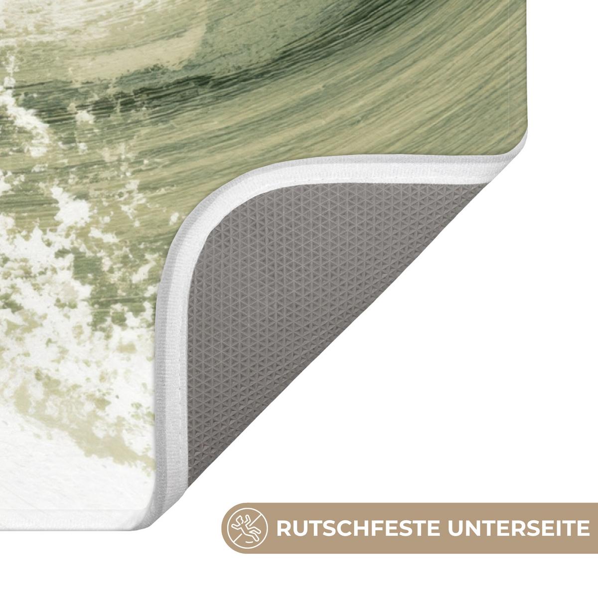 WC-VORLEGER Abstrakt - Pinselstriche - Wellen - Grün WC Teppich 40x60 cm - Mintgrün, Textil (40/1cm) - OnlyWow