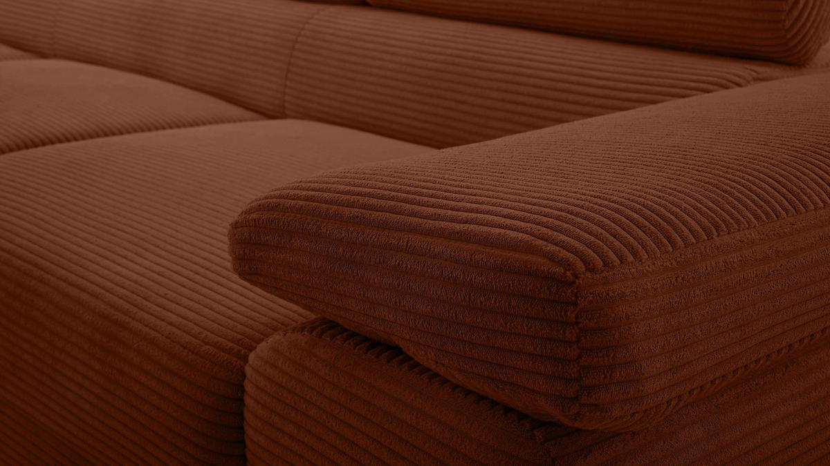 ECKSOFA L Form Arborio Ziegelrot 280/203/90 cm Links mit Schlaffunktion - Schwarz/Orange, Textil/Metall (203/280cm) - AX Living