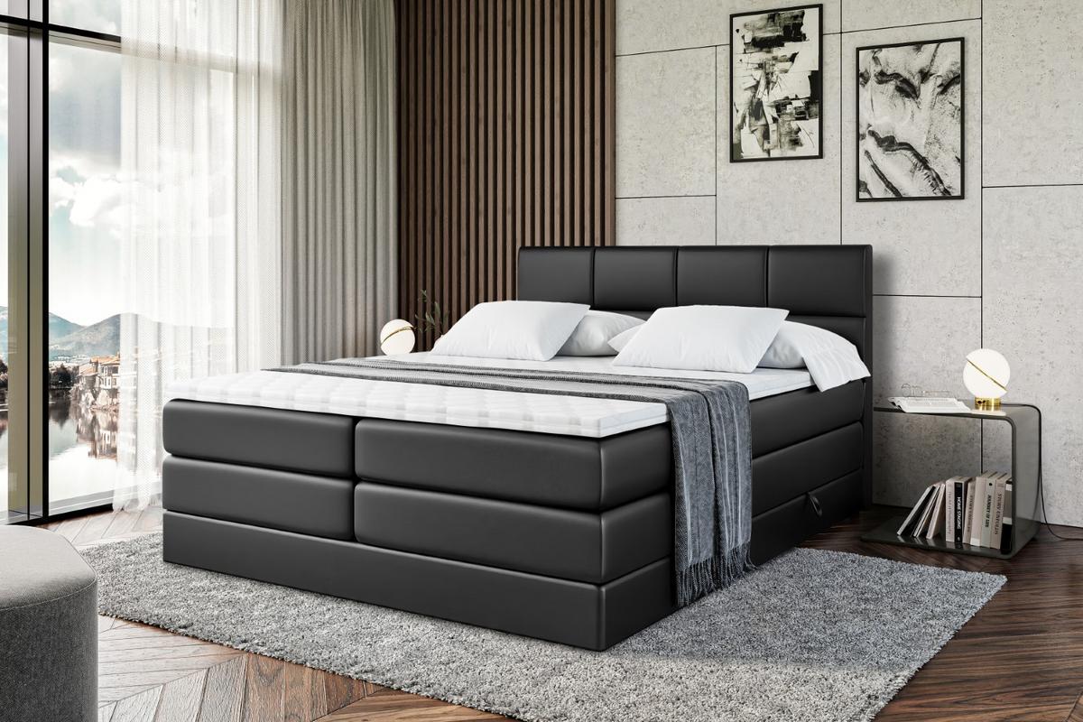 BOXSPRINGBETT ARDENI KING - 140x200 - H3/H4 - Schwarz Hochglanz - Schwarz Hochglanz, Holzwerkstoff (140/200cm)