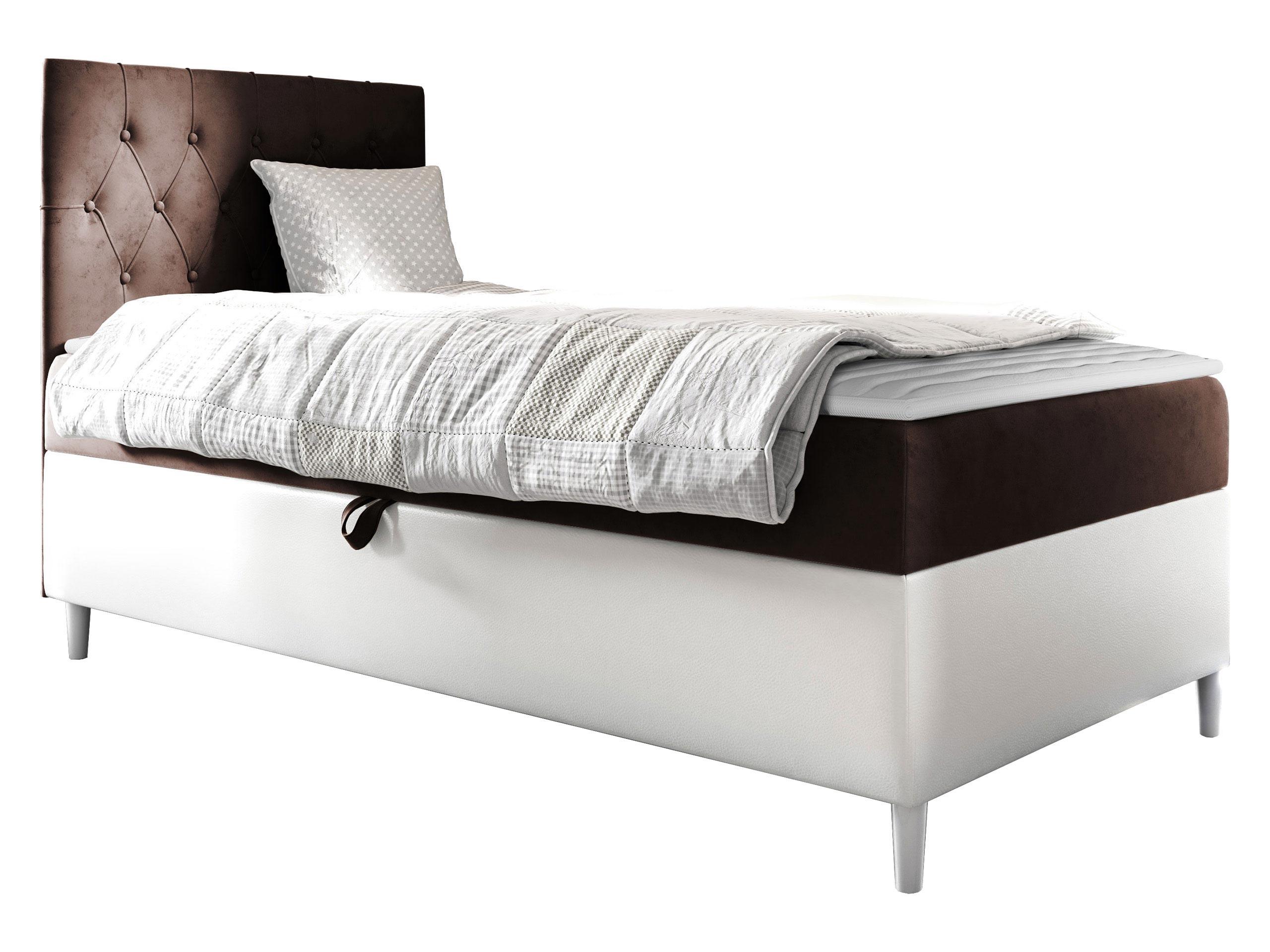 BOXBETT Filip Junior 1, Seite zum Öffnen des Bettkastens: Links - H3 - Weiß/Braun, Holz (90/200cm) - MIRJAN24