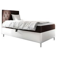 BOXBETT Filip Junior 1, Seite zum Öffnen des Bettkastens: Links - H3 - Weiß/Braun, Holz (90/200cm) - MIRJAN24