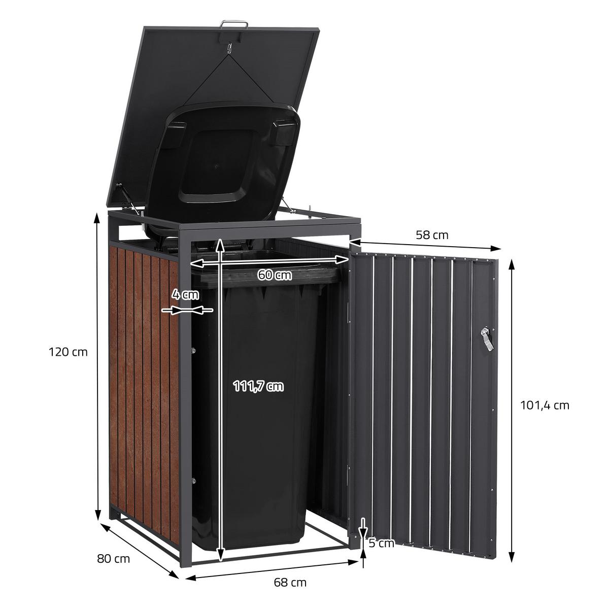 MÜLLTONNENBOX 3er Anthrazit-Rostoptik - Rotbraun, Metall (200/120/80cm) - ML-DESIGN