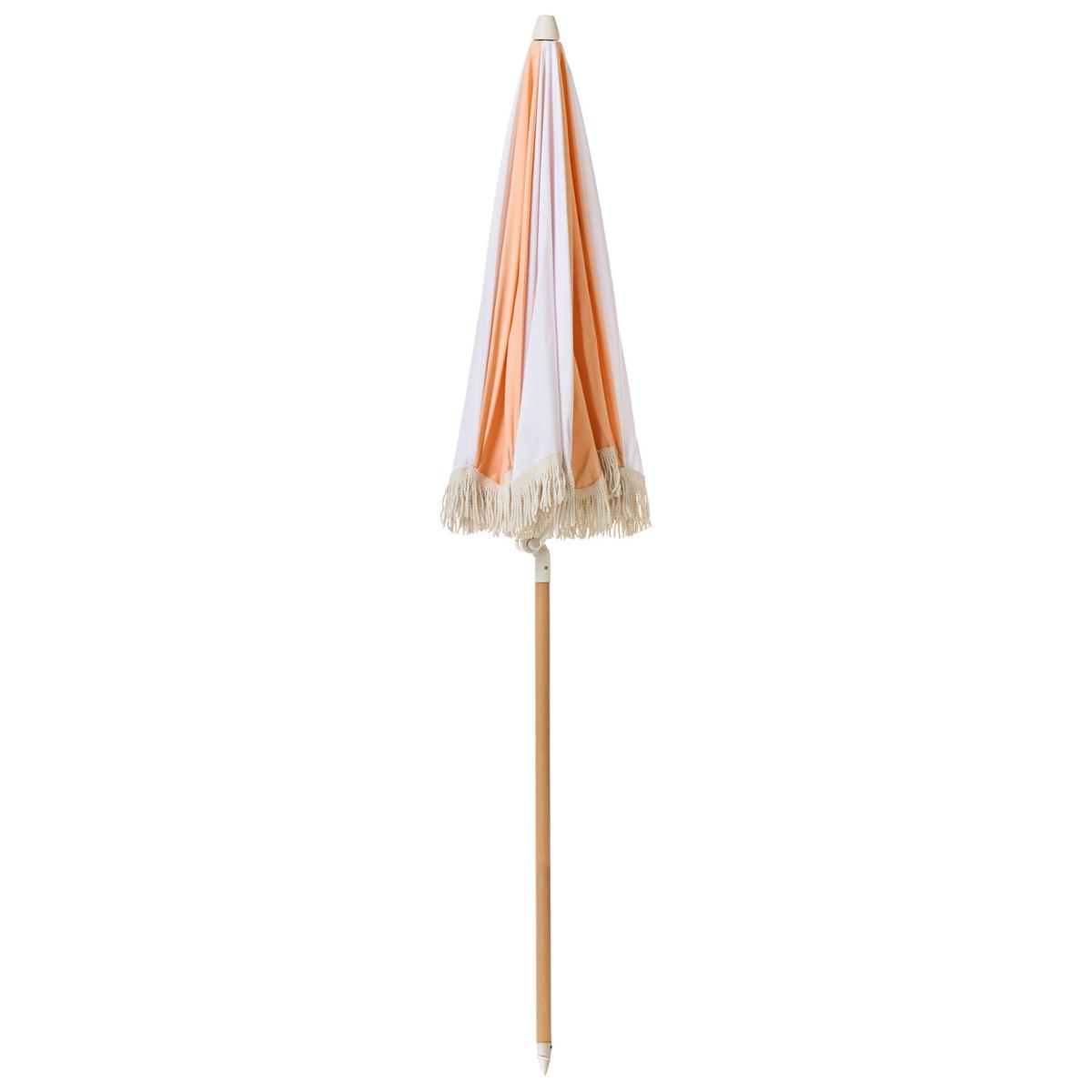 SONNENSCHIRM 155 cm Orange Mondello - Weiß/Orange, Holz (155/155cm) - Beliani