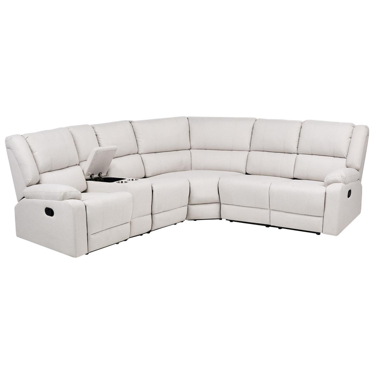 ECKSOFA manuell verstellbar Stoff Cremeweiß Hellbeige linksseitig Rokke - Creme, Textil (229/196cm) - Beliani