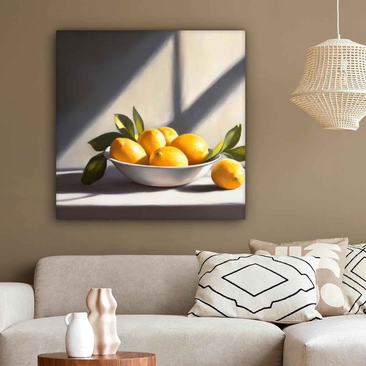 LEINWANDBILD Zitronen - Stilleben - Gelb Deko Groß 90x90 cm - Gelb, Textil (90/90cm) - MuchoWow