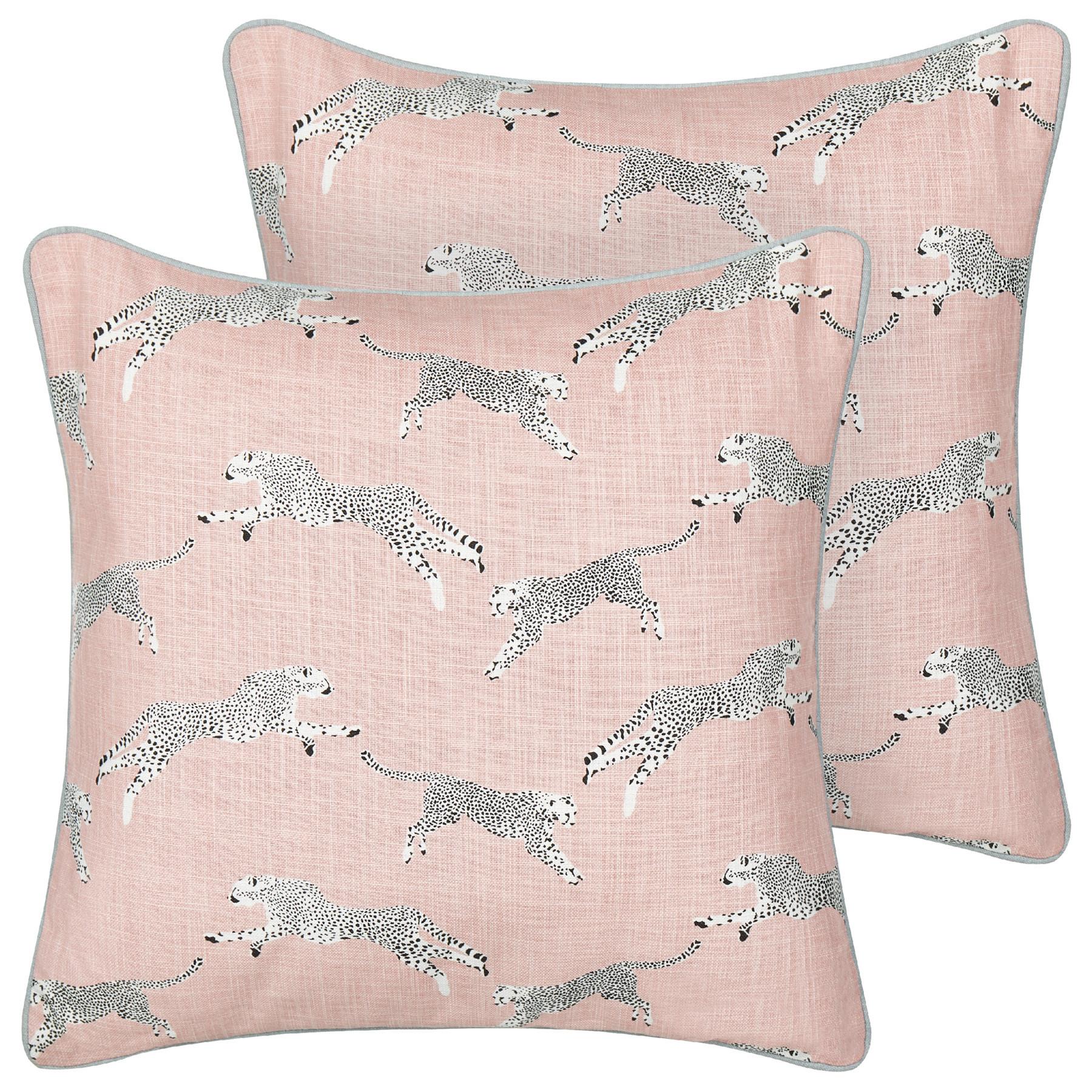 DEKOKISSEN 2er-Set Rosa 45/45 cm Arales - Pink/Schwarz, Textil (45/45cm) - Beliani