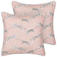 DEKOKISSEN 2er-Set Rosa 45/45 cm Arales - Pink/Schwarz, Textil (45/45cm) - Beliani
