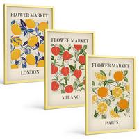 BILDER SET 3er Set - 40x60 cm Goldrahmen - Blumenplakate in Städten - Goldfarben, Kunststoff (40/60cm) - TULUP