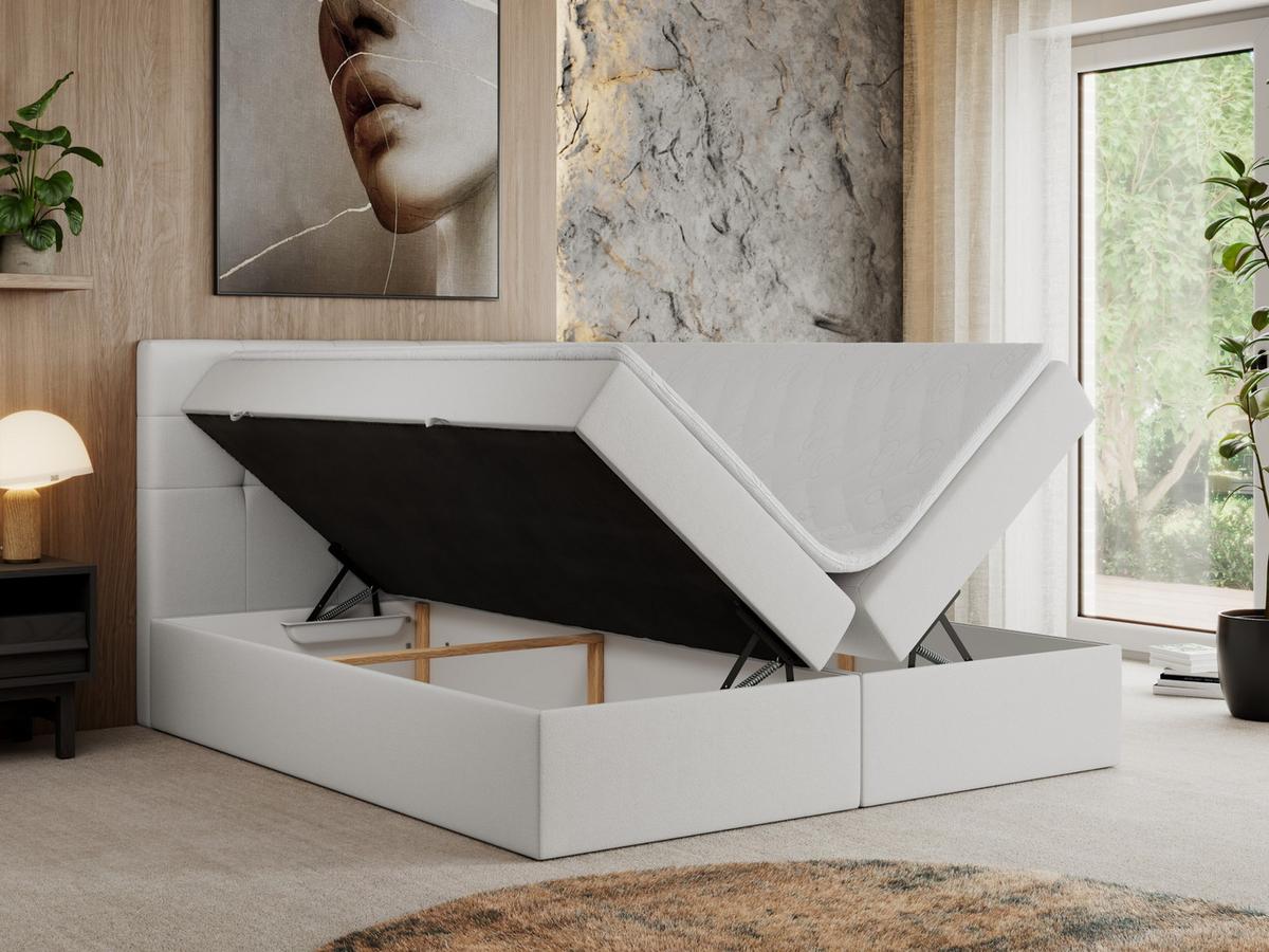BOXBETT CENTO 120/200 Weiß Kunstleder - H4 - Weiß, Holz/Textil (120/200cm) - MKS