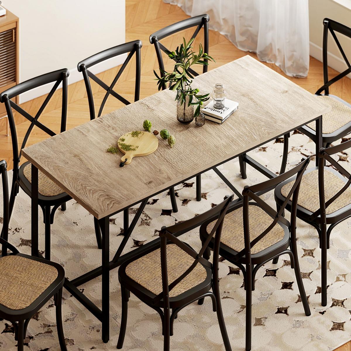 ESSTISCH aus Spanplatte 180/80/76 cm Naturholz - Schwarz/Naturfarben, Holzwerkstoff (180/80/75.5cm) - HOMCOM