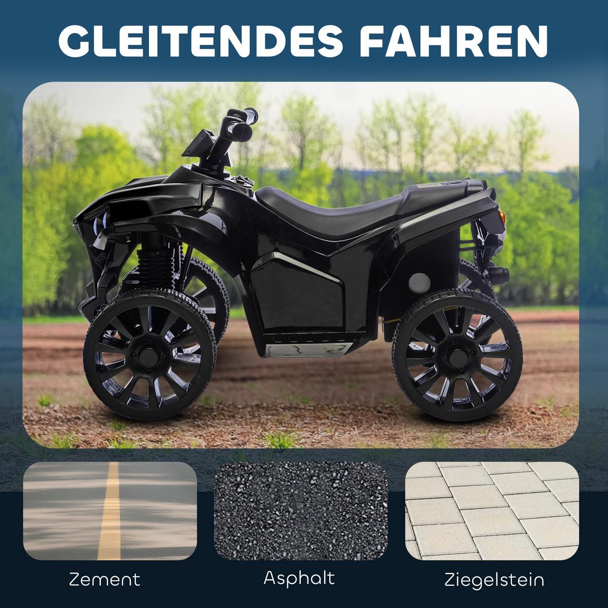 KINDER-ELEKTROQUAD 6V Kinderquad mit Vorwärts-, Rückwärtsfunktion, Musik - Schwarz, Metall (70/42/45cm) - AIYAPLAY