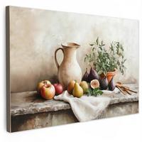 LEINWANDBILD Obst - Kräuter - Ländlich Wanddeko 90x60 cm - Naturfarben, Textil (90/60cm) - MuchoWow