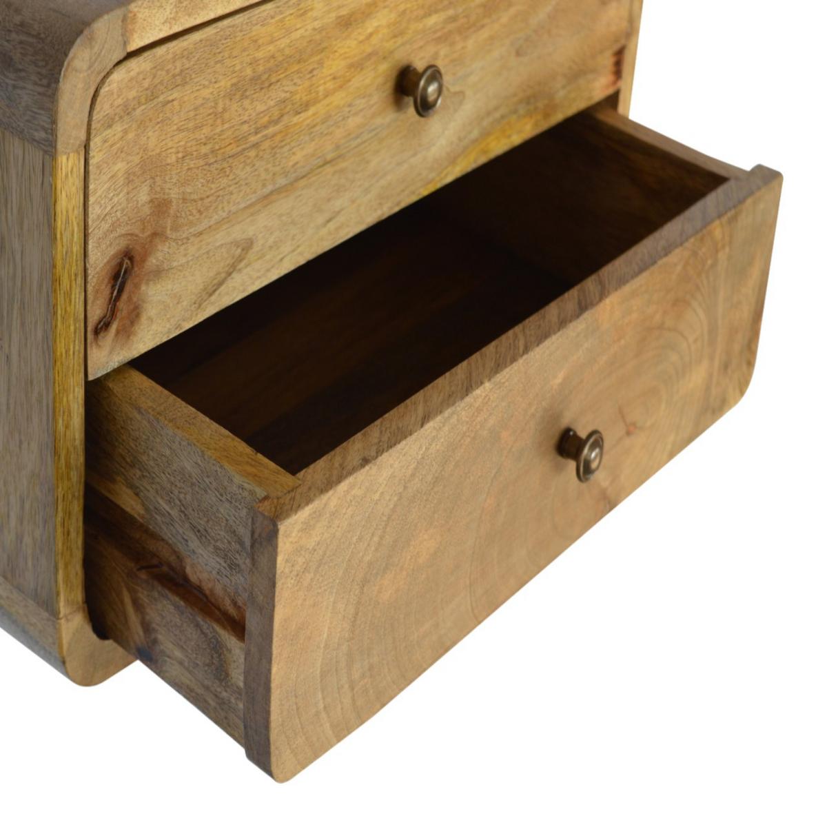 NACHTTISCH mit 2-Schubladen, Wandmontiert, Beige - Messingfarben/Braun, Holz/Metall (45/25/32cm) - Artisan Furniture