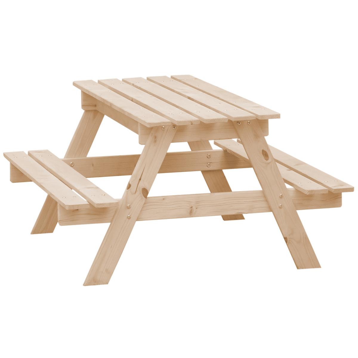 KINDERSTUHL-SET aus Naturholz mit Staufach - H50 x 90 x 90 cm - M010-1 - Beige, Holz (90/50/90cm) - Timbela