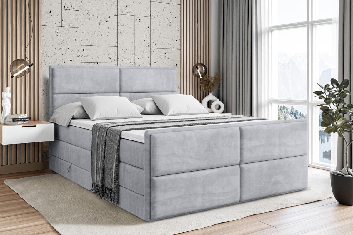 BOXSPRINGBETT AURA-Z KING - 120 x 200 - H3/H4 - Hellgrau - Hellgrau, Holzwerkstoff (120/200cm) - ALTDECOR