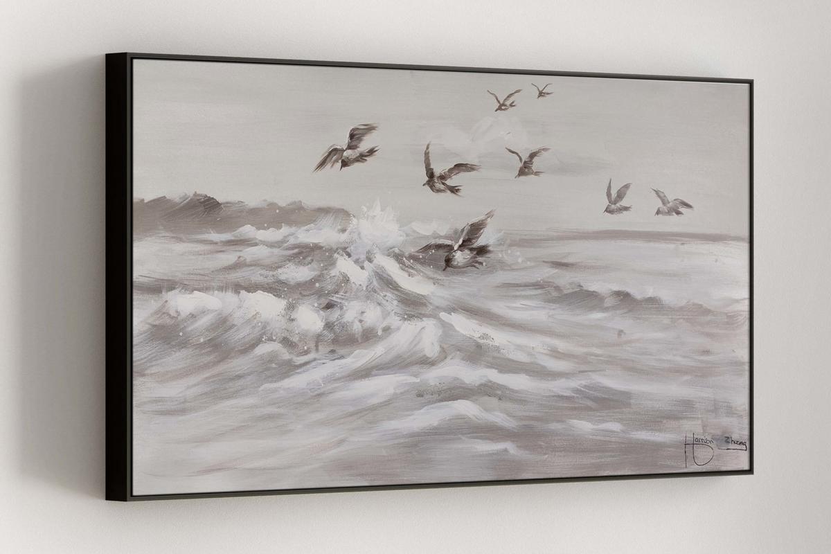 ACRYLBILD HANDGEMALT 120/60 cm - Grau, Holz/Textil (120/60cm) - KUNSTLOFT
