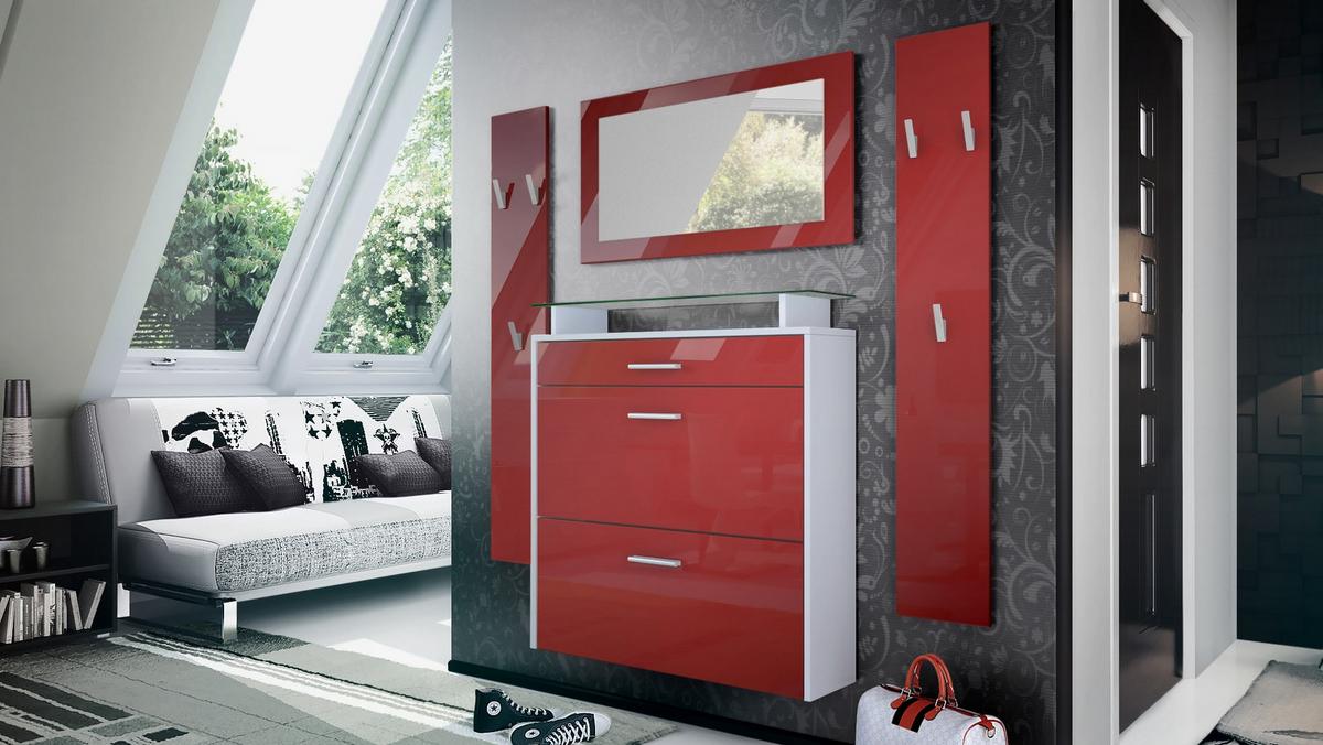 GARDEROBE Malea Front in Bordeaux Hochglanz - Bordeaux, Holzwerkstoff (180/180/23cm) - Vladon