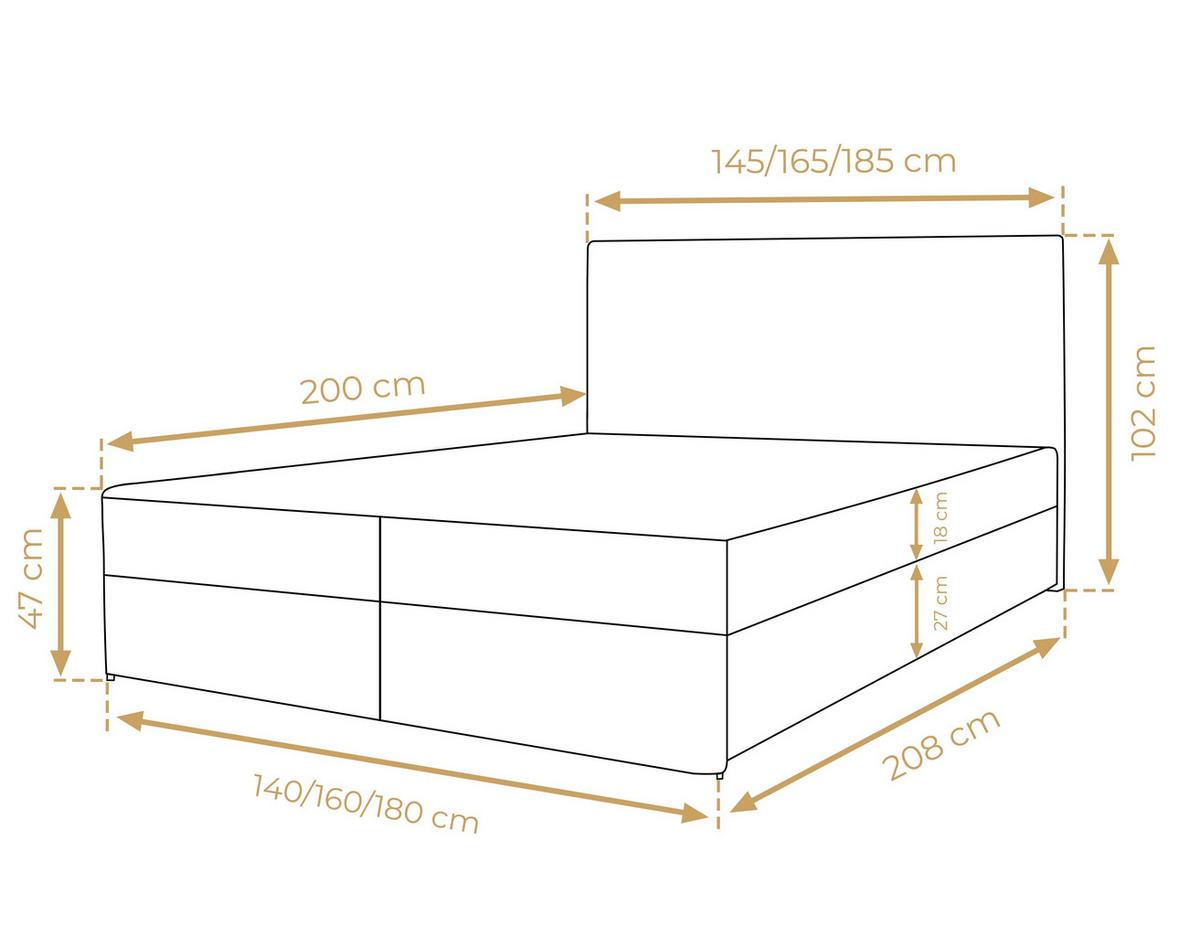 BOXBETT BAUNEI 160x200 cm mit Bettkasten und Matratze - Braun + TOPPER - Schwarz/Braun, Holz/Holzwerkstoff (160/200cm) - AX Living
