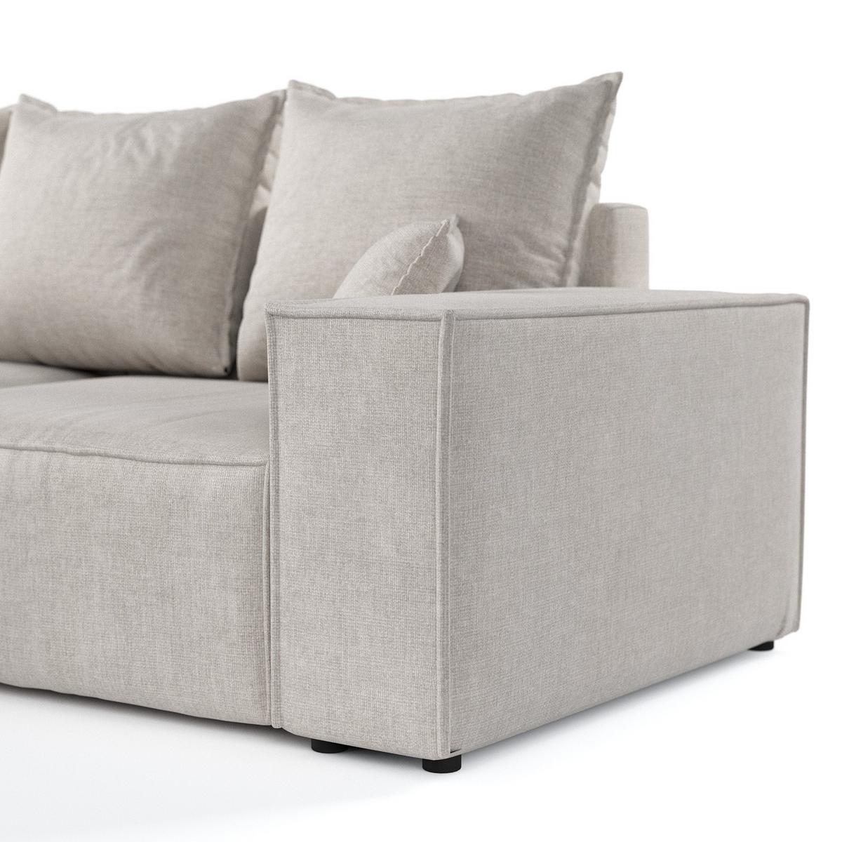 ECKSOFA SENSO mit Schlaffunktion Hellbeige im Wind Stoff - Beige/Schwarz, Holz/Holzwerkstoff (255/148cm) - AltaBeds