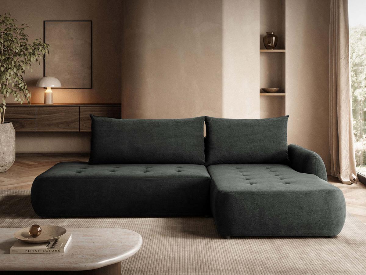 ECKSCHLAFSOFA Bueno I, Seite: Rechts - Dunkelgrau/Schwarz, Holz/Textil (185/300cm) - MIRJAN24