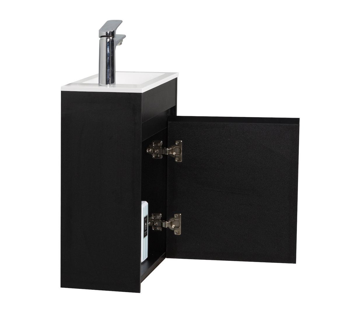 GÄSTE-WC-MÖBELSET Sinta 2 Teile Schwarz Holz - 40 x 22 x 54 cm - Schwarz, Holz (40/54/22cm) - Badplaats