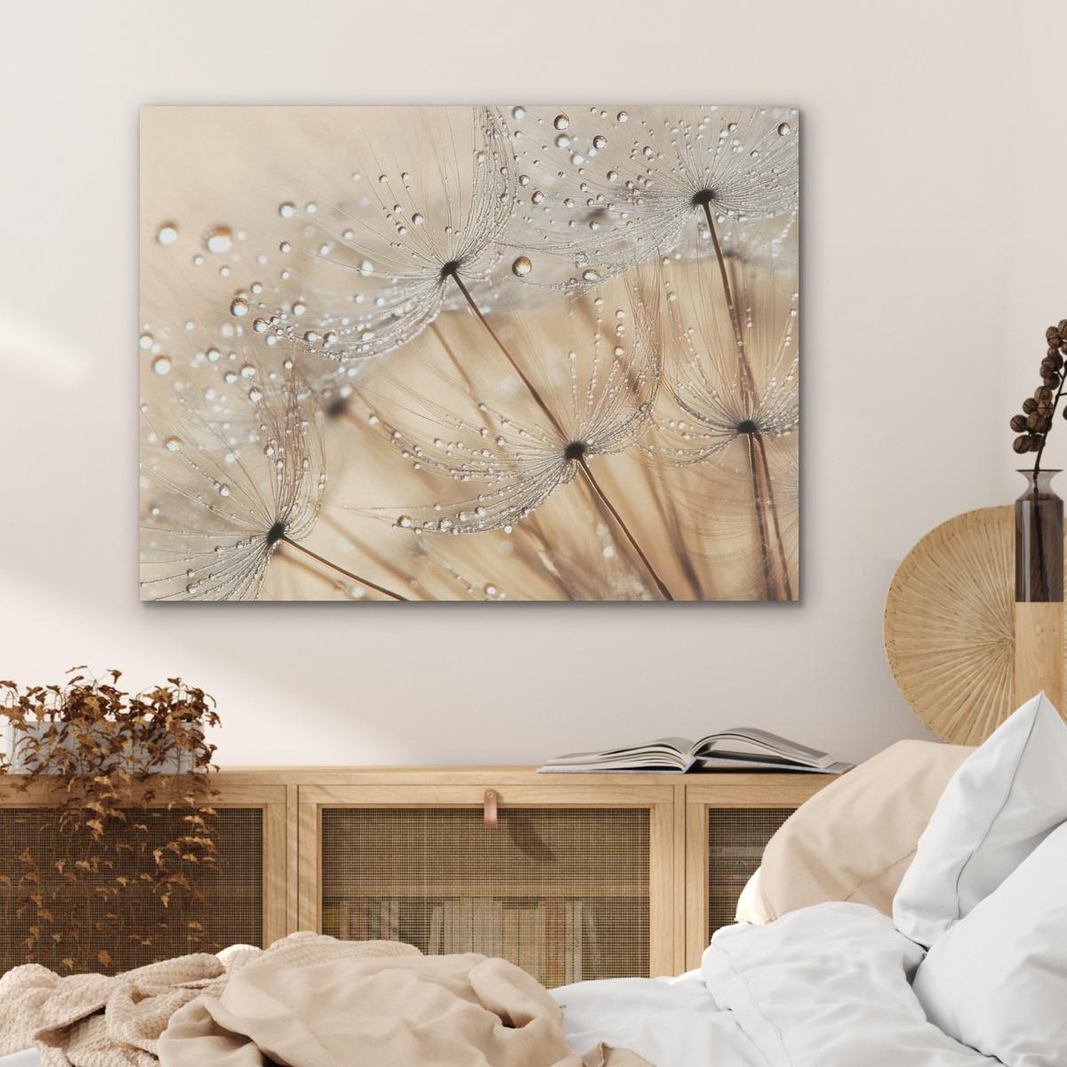 AKUSTIKBILD Löwenzahn - Abstrakt - Natur - Beige Gemälde 80x60 cm - Braun, Kunststoff (80/60/0.9cm) - MuchoWow