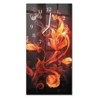 WANDUHR aus Glas 30x60 cm - Feuerblume - Orange, Glas (30/60/0.4cm) - TULUP