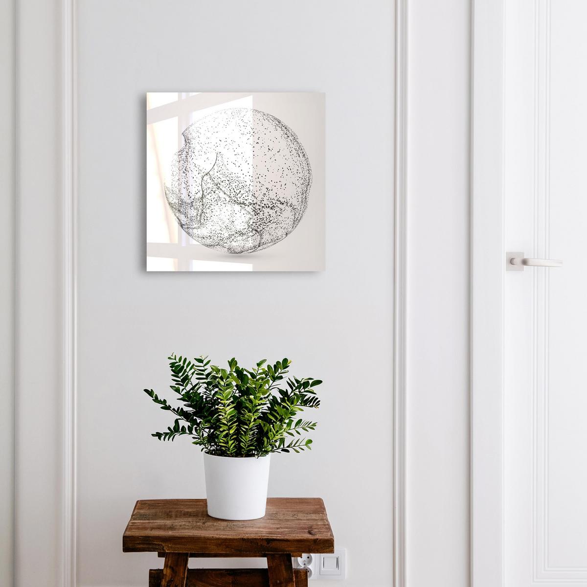 SCHLÜSSELBOX Schwarz 30x30 cm- Türöffnung nach rechts - Abstrakter Raum - Grau, Metall (30/30/5cm) - TULUP