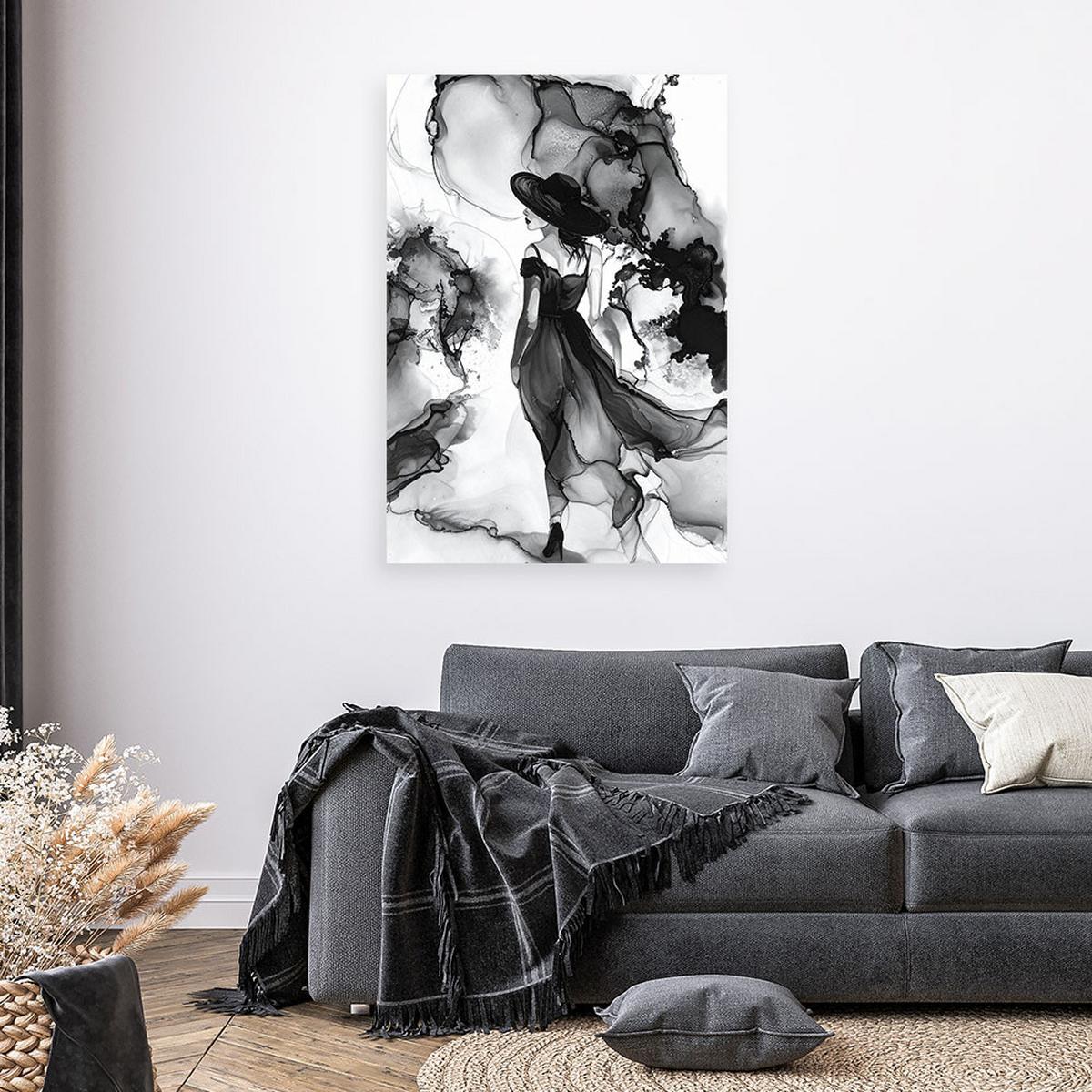 LEINWANDBILD Frau-Abstraktion Tinte 40x60cm - Schwarz, Textil (40/60cm) - Feeby