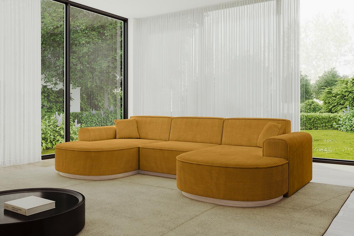 WOHNLANDSCHAFT MARI-U1-v1 - 303x171x83 cm Senfgelb Cord - Gelb, Holzwerkstoff/Textil (303/83/171cm) - ALTDECOR