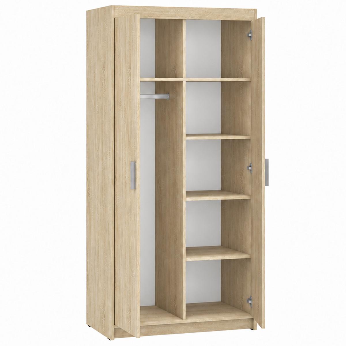 DREHTÜRENSCHRANK Elena mit 2 Türen, ohne Spiegel, Sonoma Eiche - Sonoma Eiche, Holzwerkstoff (90/190/53cm) - Beautysofa