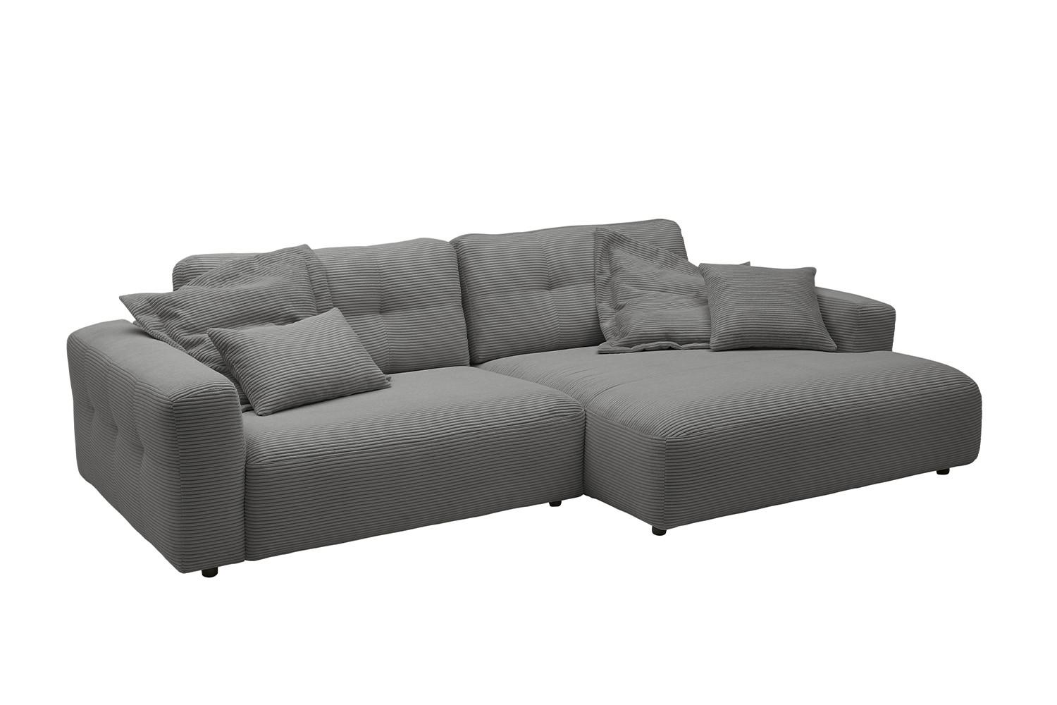 ECKSOFA MIKA Grau Cord - Dunkelgrau/Schwarz, Kunststoff/Textil (276/167cm) - KAWOLA