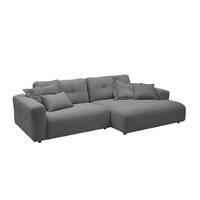 ECKSOFA MIKA Grau Cord - Dunkelgrau/Schwarz, Kunststoff/Textil (276/167cm) - KAWOLA