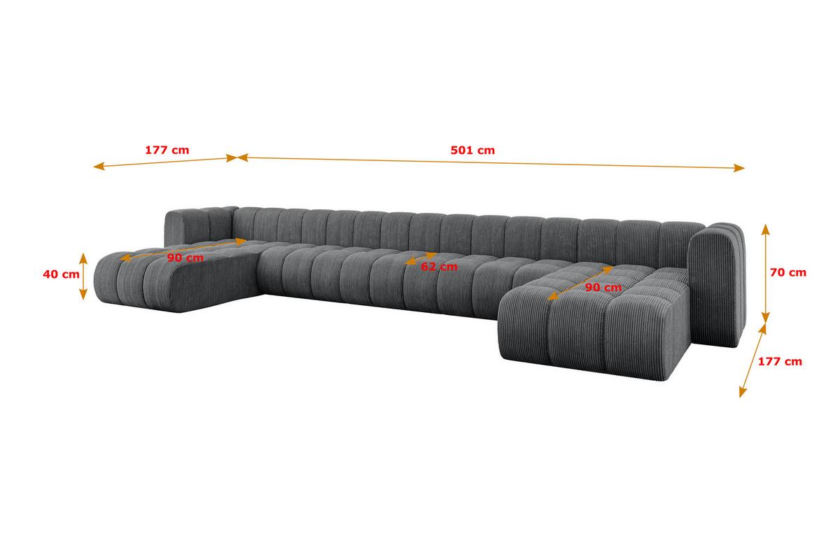 WOHNLANDSCHAFT modulares Sofa Joren-U3 - 501x177x70 cm Dunkelgrau - Dunkelgrau, Holzwerkstoff/Textil (501/70/177cm) - ALTDECOR