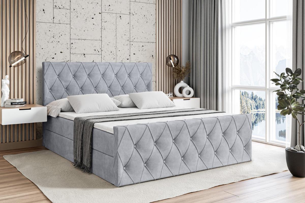 BOXBETT AMAY-Z - 180x200 cm - H3 - Hellgrau - Hellgrau, Holzwerkstoff (180/200cm) - ALTDECOR