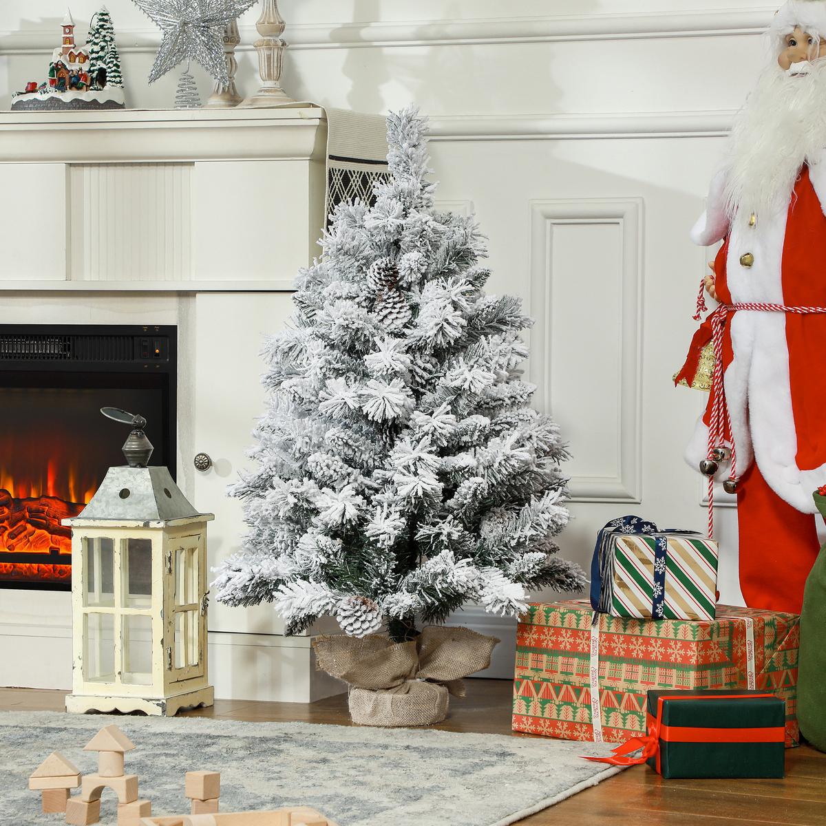 KÜNSTLICHER Weihnachtsbaum, 92 cm Christbaum mit 133 Spitzen LED-Lichterketten - Grün, Kunststoff/Metall (92cm) - HOMCOM