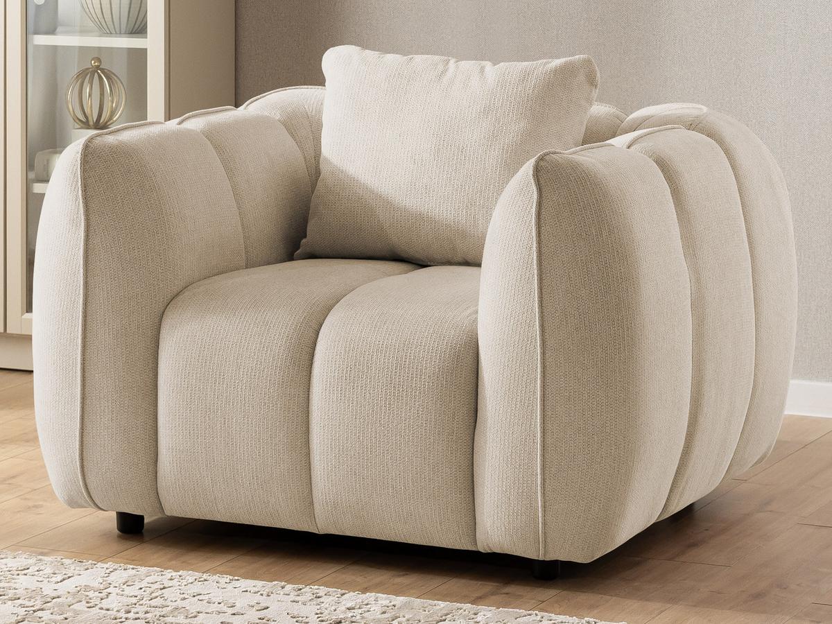 SITZGARNITUR 3+2+1 Nubira in tief gesteppter Bubble-Optik aus weichem Hellbeige Strukturstoff im modernen Design - Beige/Schwarz, Holz/Kunststoff (228/69/89cm) - S-Style Möbel