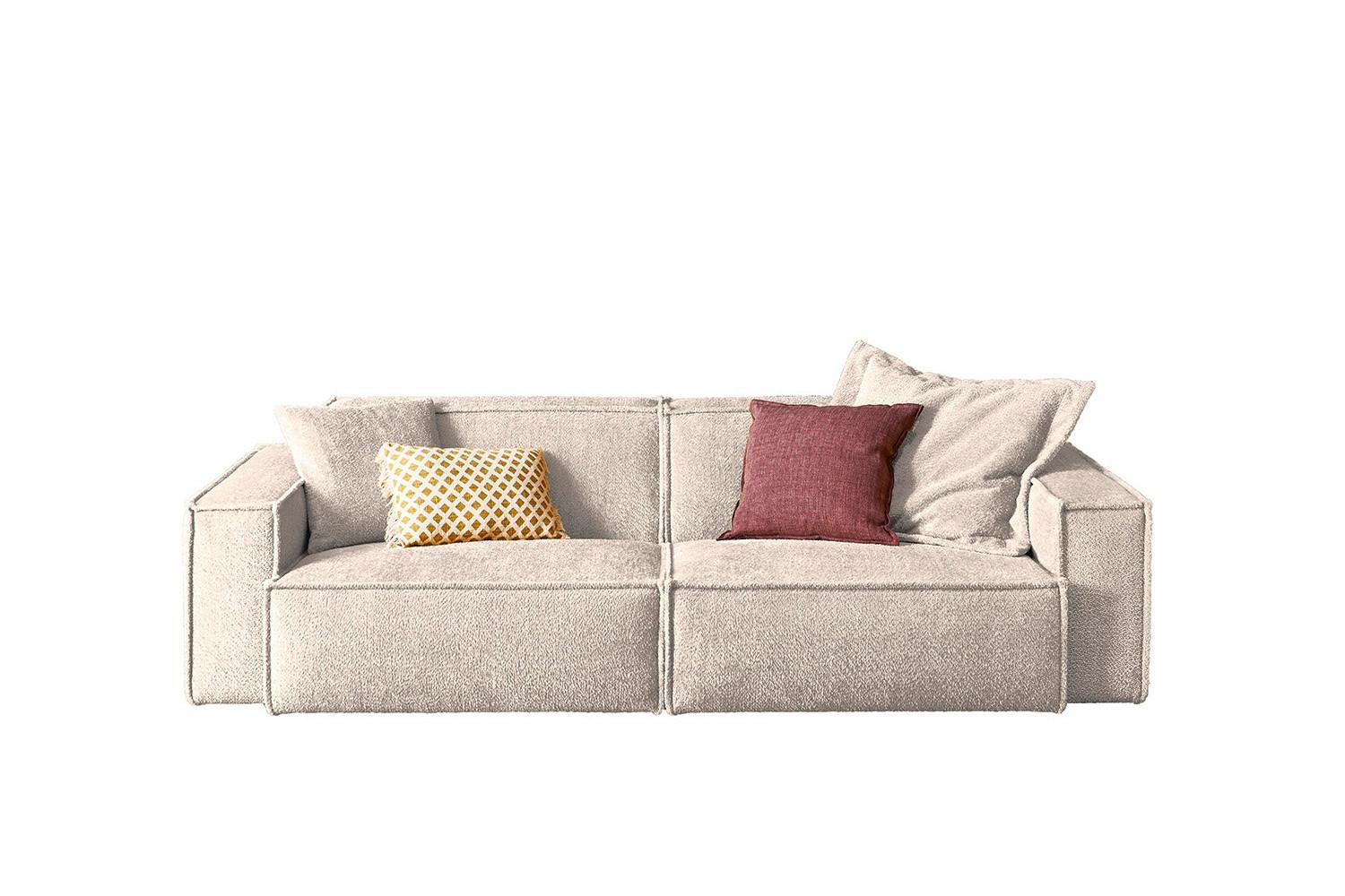 SOFA SAMU Weiß Webstoff - Schwarz/Weiß, Kunststoff/Textil (256/72/106cm) - KAWOLA