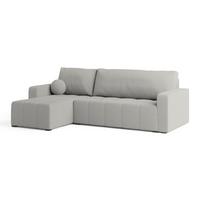 ECKSOFA VOLIRA Hellgrau Boucle-Stoff mit Schlaffunktion - Hellgrau, Holz (230/143cm) - MASSENO