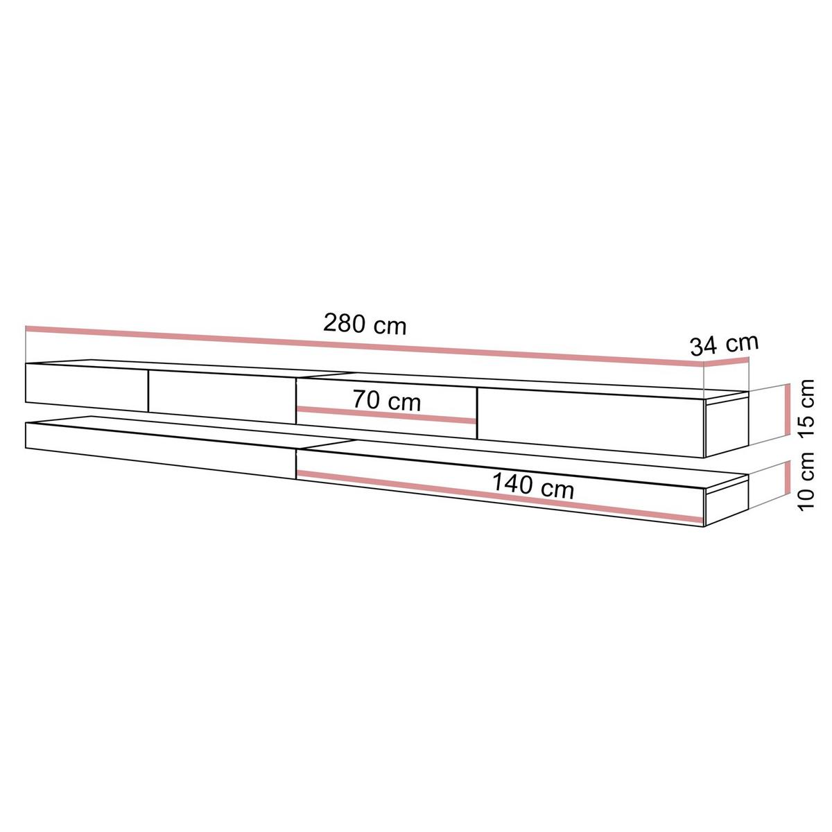TV-RACK SKY 280 cm, Wotan Eiche - Eiche Wotan, Holzwerkstoff (280/25/34cm) - Lookway