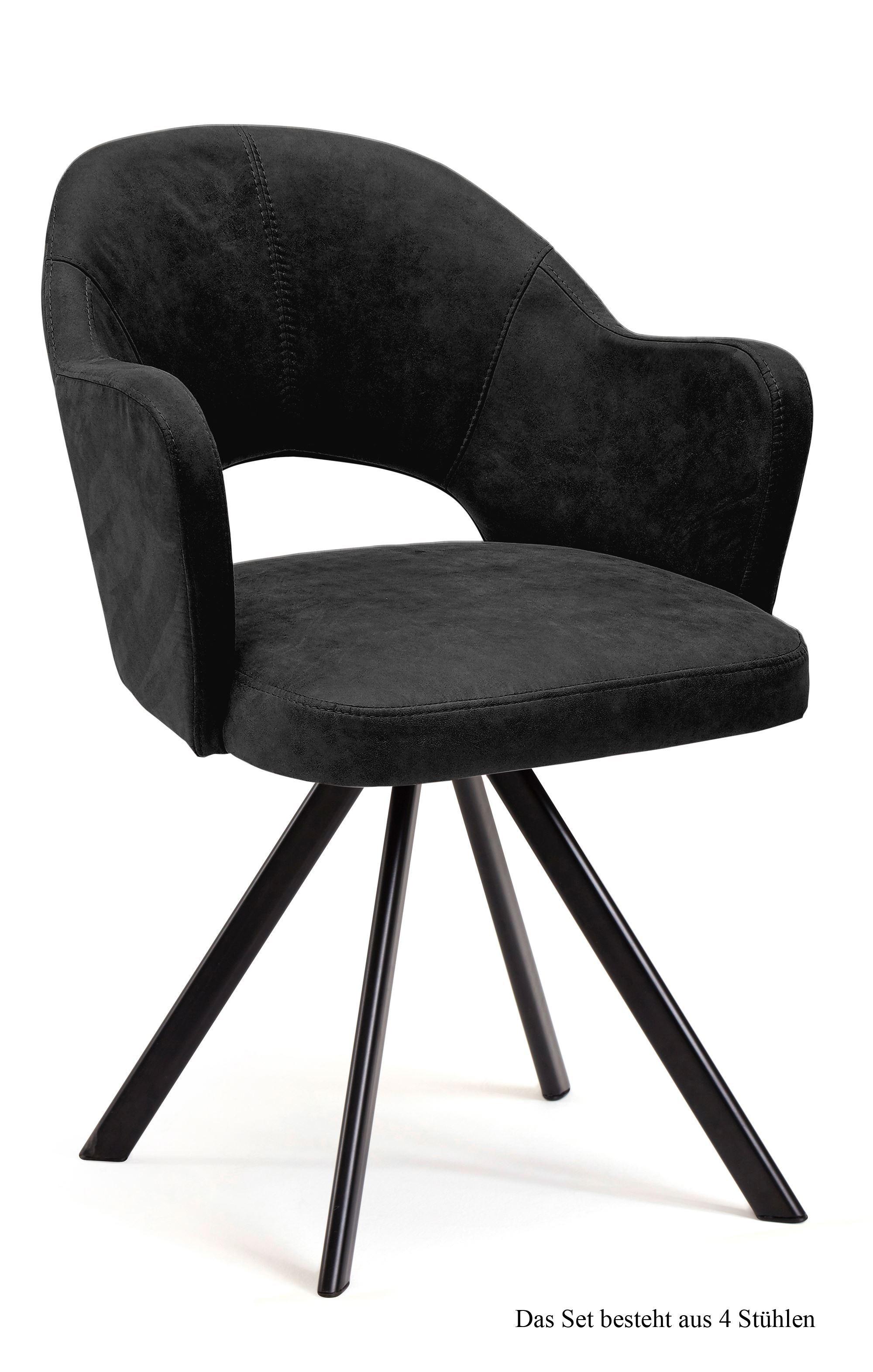 ARMLEHNSTUHL drehbar (4er-Set) Devon 59x87x61 Schwarz/Anthrazit - Anthrazit/Schwarz, Kunststoff (61/87/59cm) - 58aufmkessel