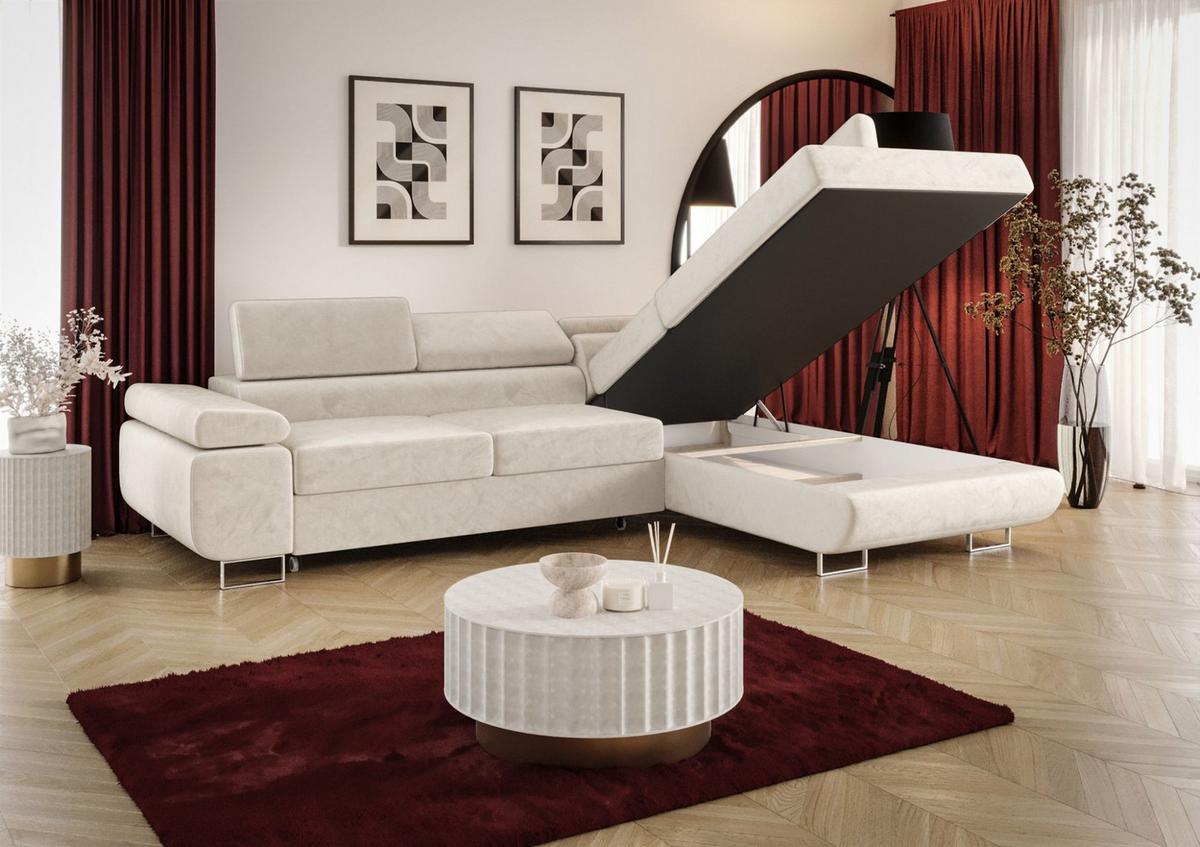 ECKSOFA Monaro Mit Schlaffunktion - Schwarz, Holzwerkstoff/Textil (275/202cm) - Fun Möbel