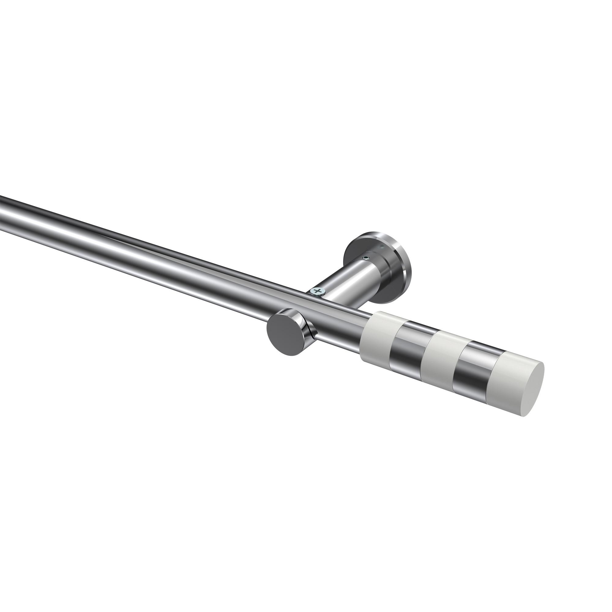 GARDINENSTANGE Platon Mavell 100 cm, 1-läufig (ohne Ringe), 20 mm Ø Chrom - Chromfarben/Weiß, Metall (100cm) - INTERDECO