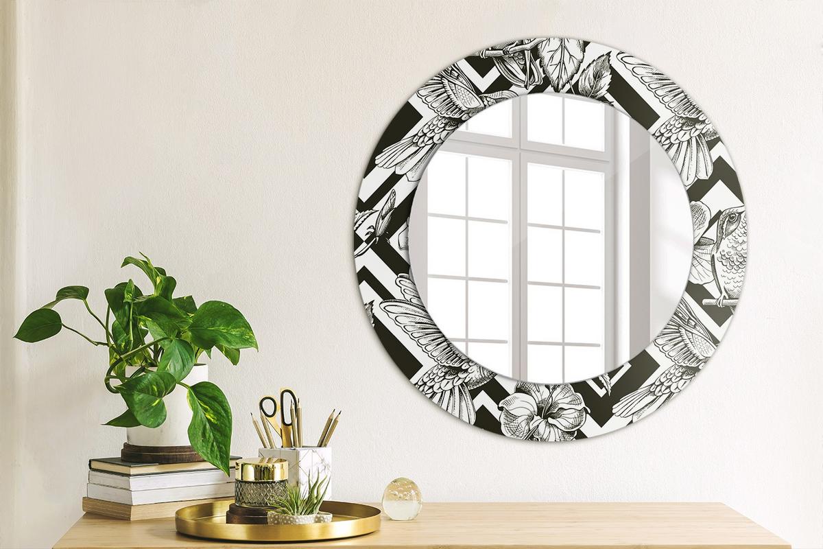 SPIEGEL Rund Ø 50 cm mit Aufdruck - Schwarz, Glas (50/50/0.4cm) - Wallfluent