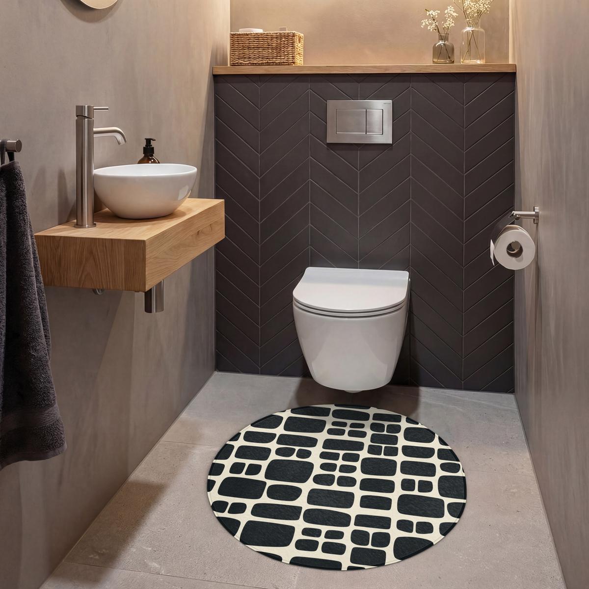 WC-VORLEGER Modern - Bio - Schwarz Toilettenteppich 70x70 cm - Anthrazit, Textil (70/1cm) - OnlyWow