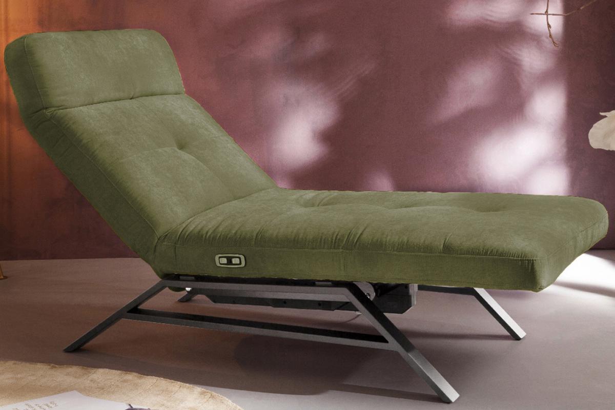 LIEGE MIT MOTORISCHER RELAXFUNKTION AMERIVA Dunkelgrün Velvet Relaxfunktion - Dunkelgrün/Silberfarben, Textil (80/110/158cm) - KAWOLA