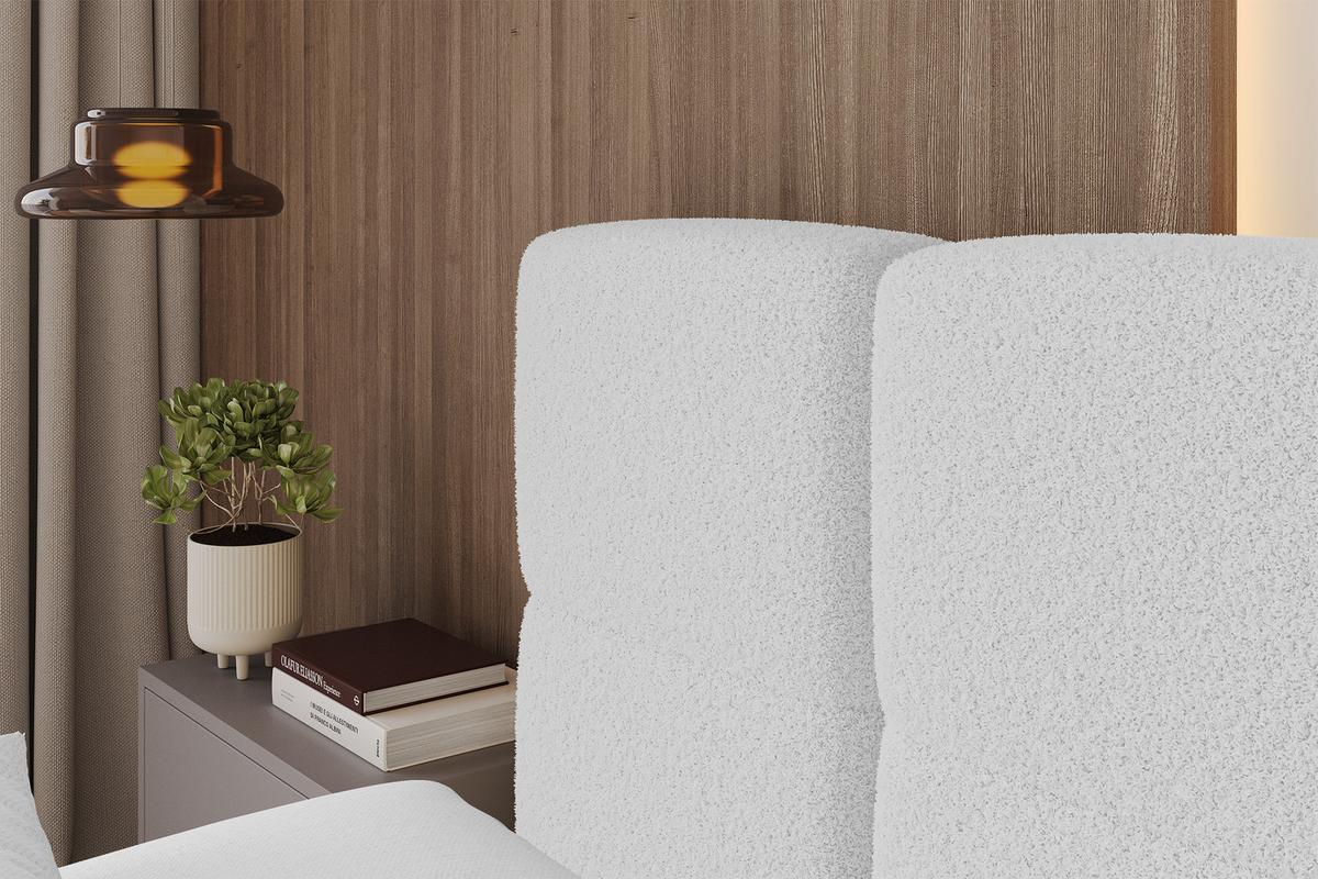 POLSTERBETT mit Bettkasten und Lattenrost mit Matratze H3/H4, Kopfteil, Boxbett, mit Stauraum - NATA-Z 120x200 Weiß - Weiß, Holzwerkstoff/Textil (120/200cm) - ALTDECOR