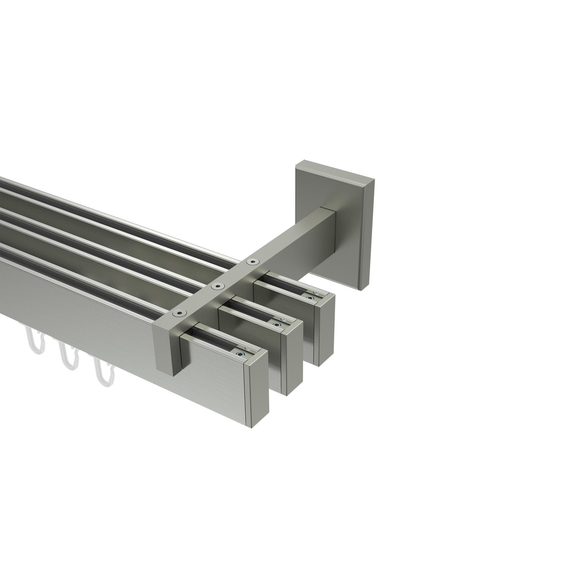 GARDINENSTANGE INNENLAUF Smartline Paxo 320 cm (geteilt in 2 x 160 cm), 3-läufig, 14x35 mm Edelstahl-Optik - Edelstahlfarben, Metall (320cm) - INTERDECO