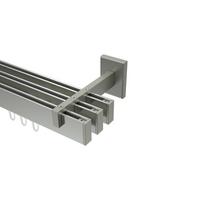 GARDINENSTANGE INNENLAUF Smartline Paxo 320 cm (geteilt in 2 x 160 cm), 3-läufig, 14x35 mm Edelstahl-Optik - Edelstahlfarben, Metall (320cm) - INTERDECO